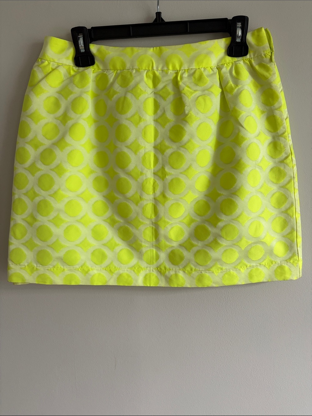 Neon Yellow Circle-Print Mini Skirt